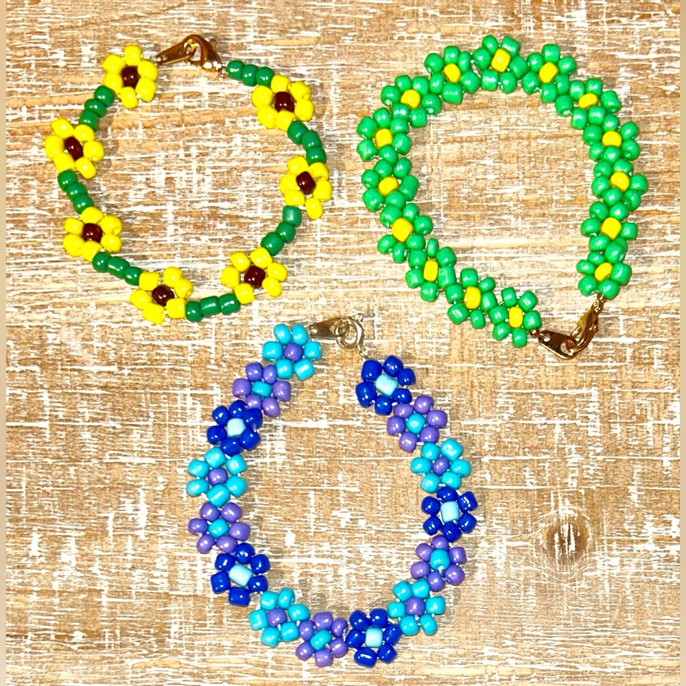3 Beaded Flower Friendship Bracelets